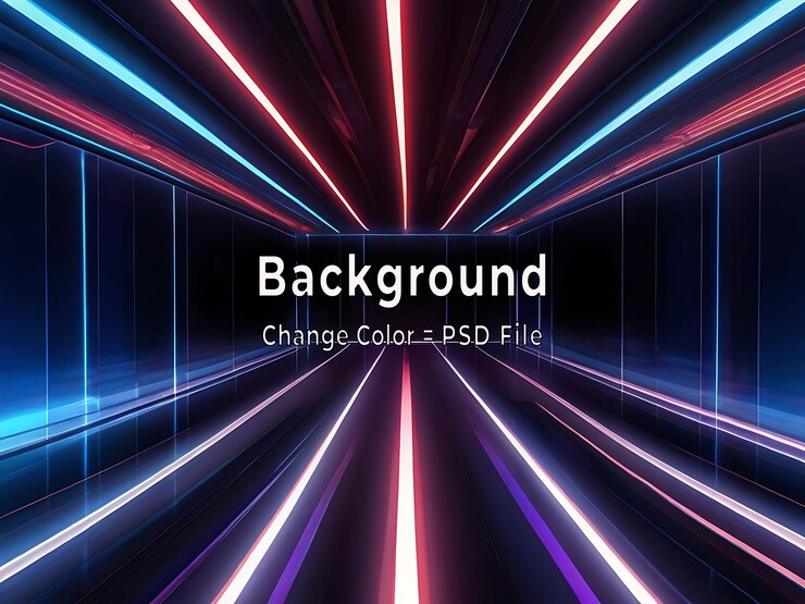 PSD ilustración psd de la línea de rayos de luz con luz azul en el fondo de la tecnología digital moderna