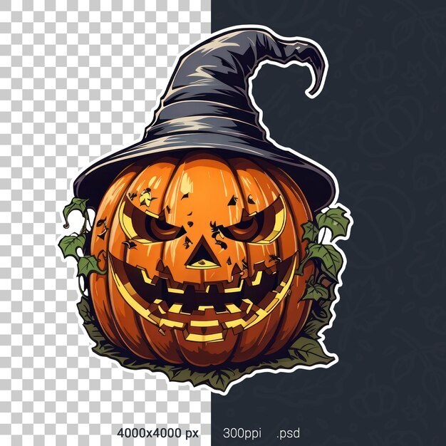 Ilustración PSD de pegatina de halloween