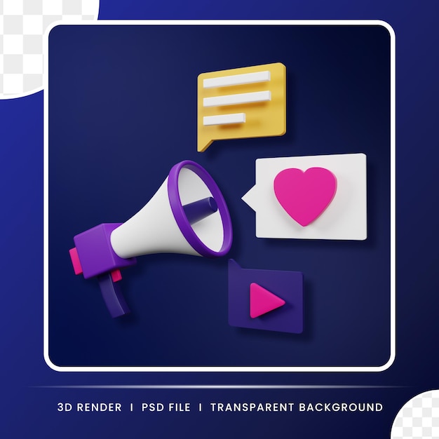 Ilustración publicitaria en 3D El anuncio de la ilustración de iconos en 3D