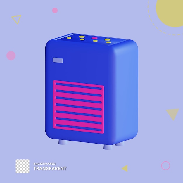 Ilustración de purificador de aire 3D con fondo transparente