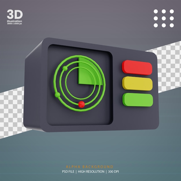 Ilustración de radar de procesamiento 3d