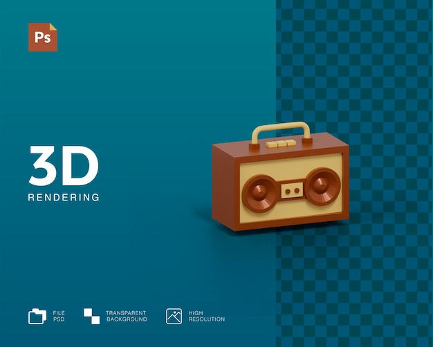 PSD ilustración de radio 3d