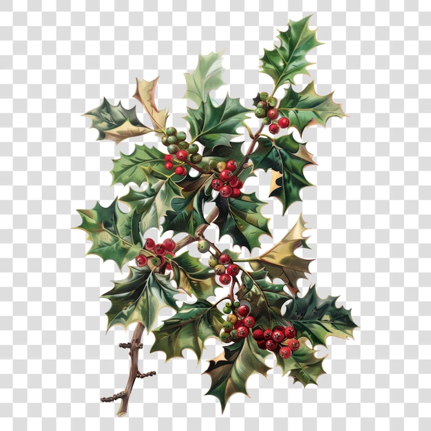 Ilustración de la rama de holly festiva de PNG