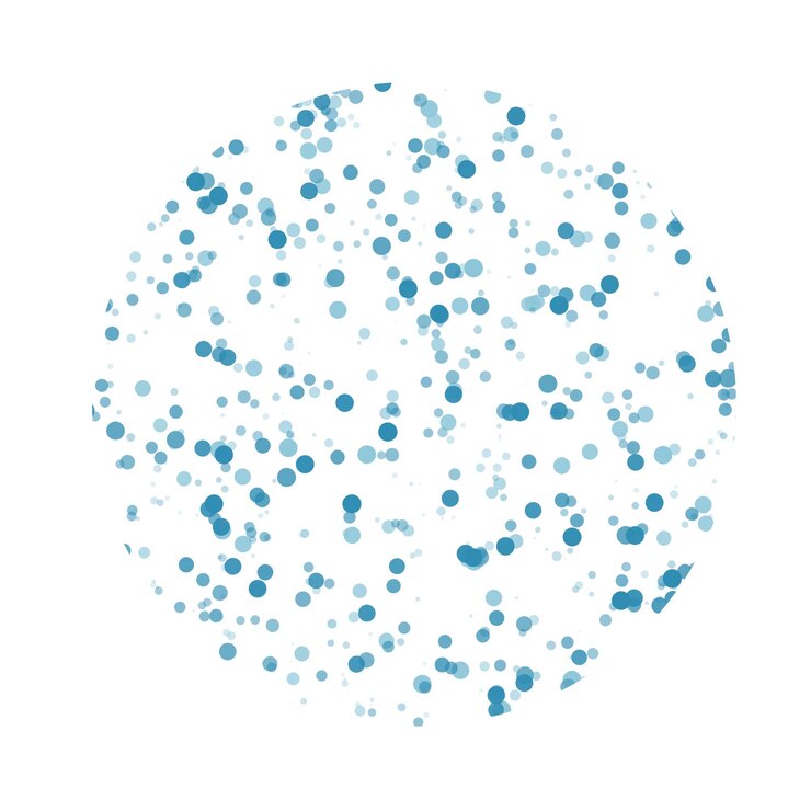 PSD ilustración de raster de círculo con confeti azul en fondo blanco