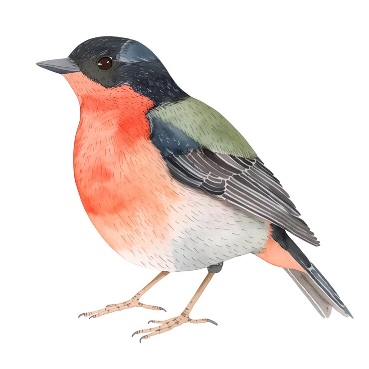 PSD ilustración realista en acuarela de un pájaro graciosamente posado