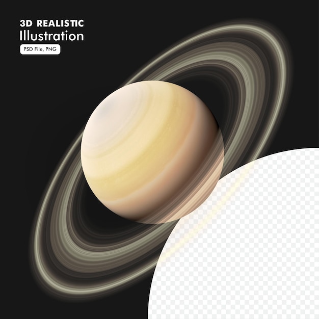 Ilustración realista aislada de saturno