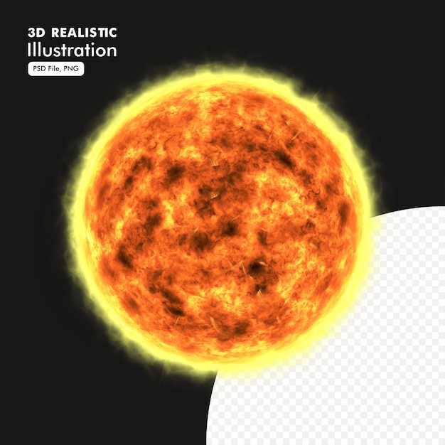 PSD ilustración realista aislada del sol