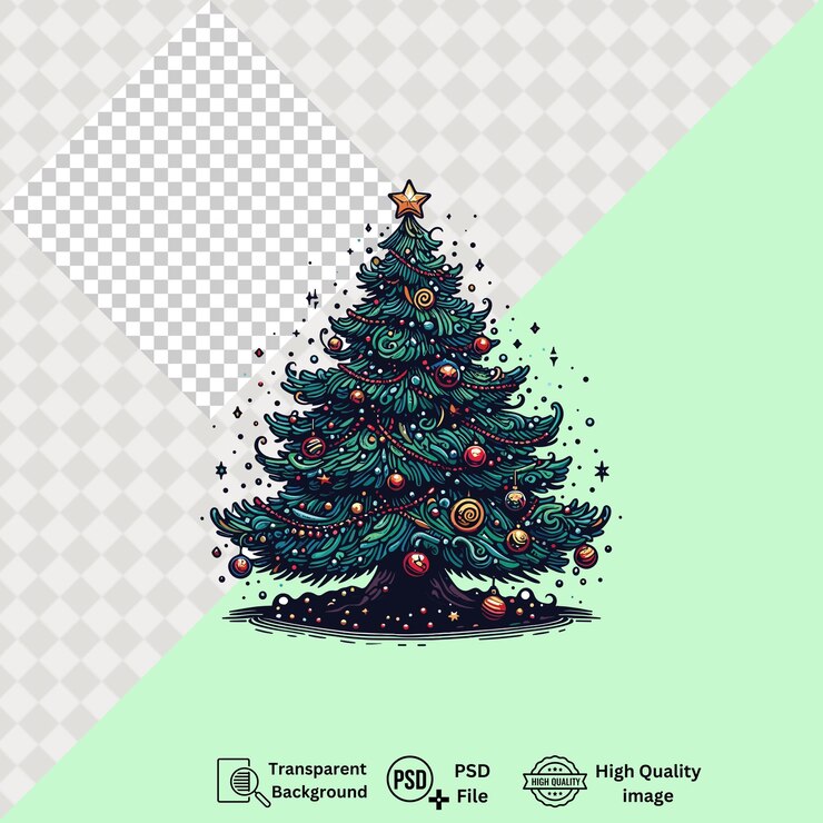 PSD ilustración realista del árbol de adorno de navidad psd transparente