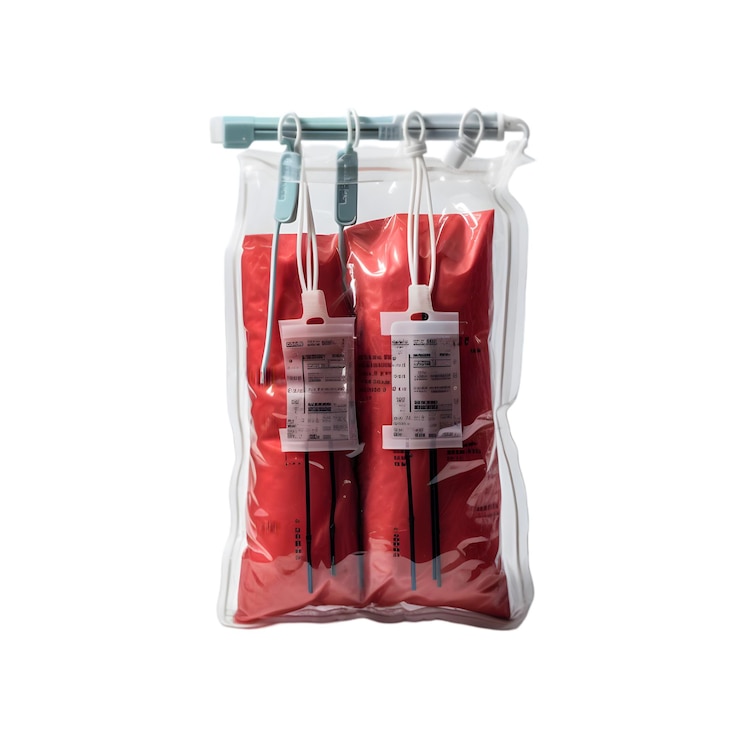 PSD ilustración realista de la bolsa de sangre médica y prop de halloween