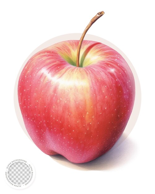 PSD ilustración realista de fuji apple sobre fondo transparente