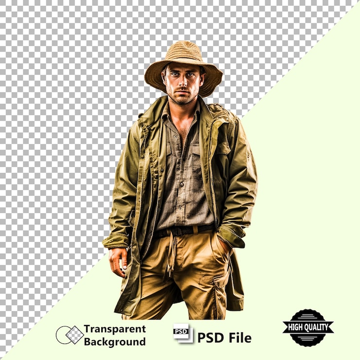 PSD ilustración realista del granjero psd amplificador transparente diseño editable