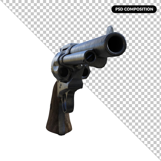 PSD ilustración realista de pistola 3d.