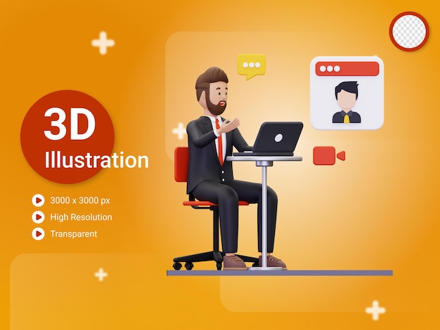 PSD ilustración de reclutamiento en línea 3d