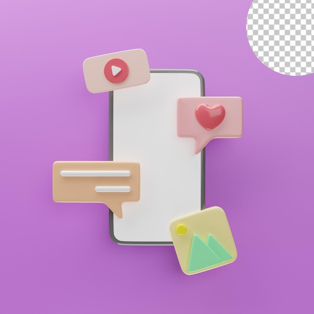Ilustración de redes sociales de renderizado 3D