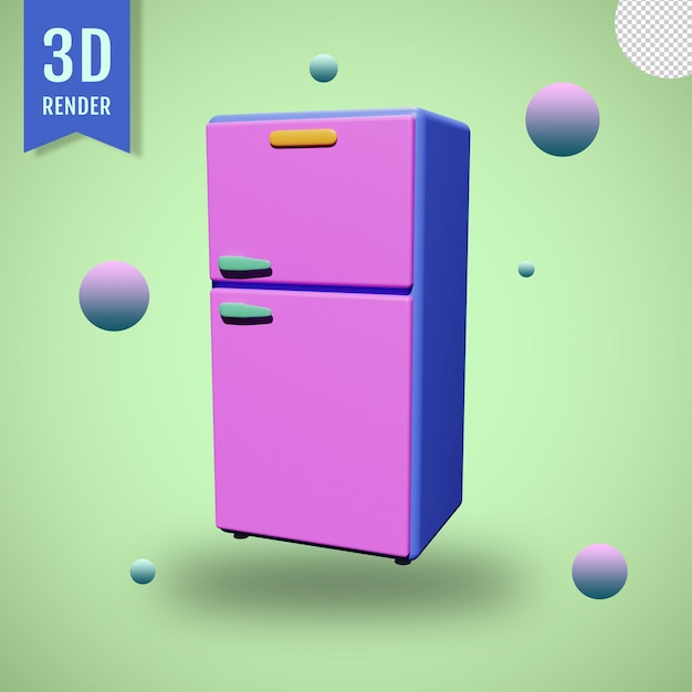 PSD ilustración de refrigerador 3d con fondo aislado