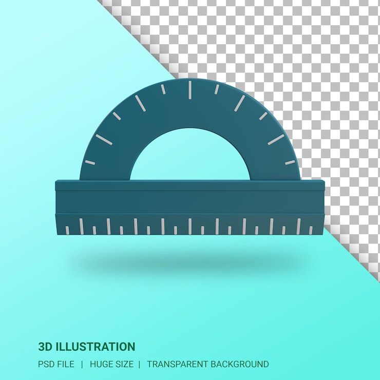 PSD ilustración de regla 3d con fondo transparente