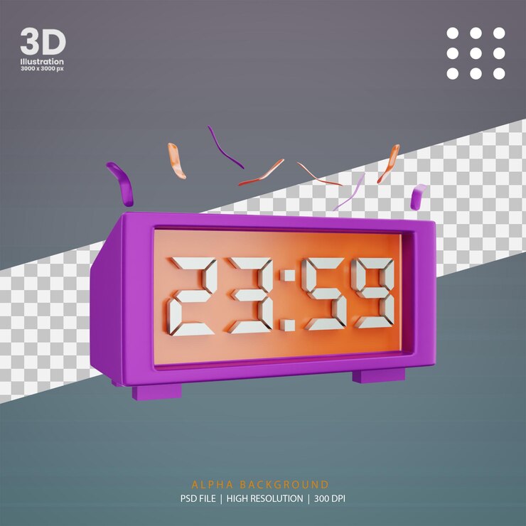 PSD ilustración de reloj digital de procesamiento 3d