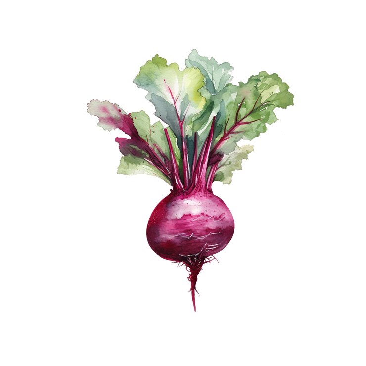 PSD ilustración de remolacha de acuarela elemento de diseño de alimentos frescos dibujado a mano aislado en un fondo blanco