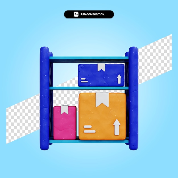 Ilustración de render 3d de almacén aislado