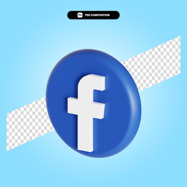 Ilustración de render 3d de aplicación de logotipo de facebook aislado