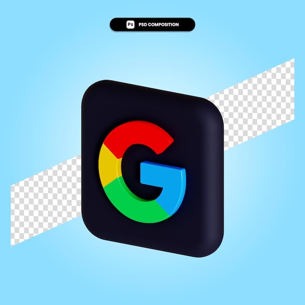 Ilustración de render 3d de aplicación de logotipo de Google aislado