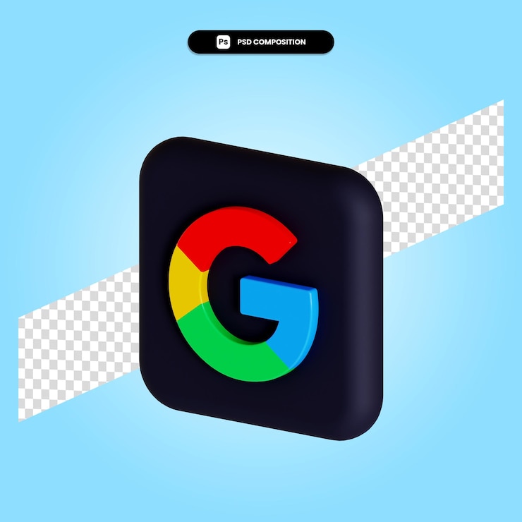 PSD ilustración de render 3d de aplicación de logotipo de google aislado