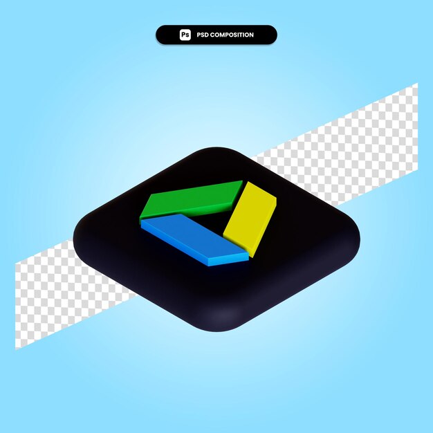 Ilustración de render 3d de la aplicación del logotipo de Google Drive aislado