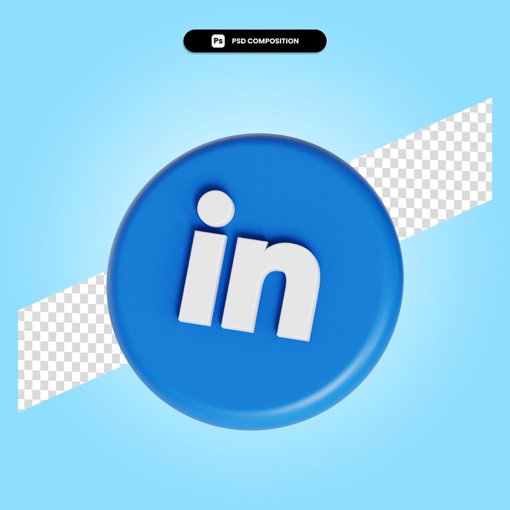 PSD ilustración de render 3d de aplicación de logotipo de linkedin aislado