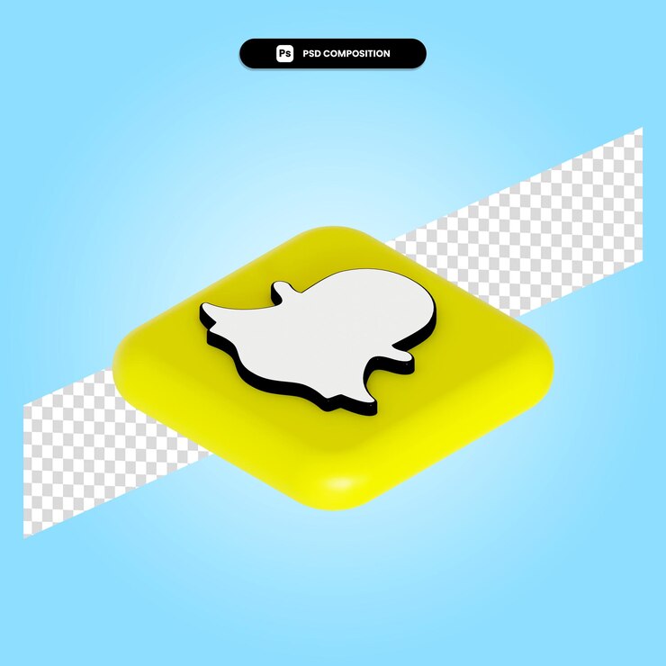 PSD ilustración de render 3d de aplicación de logotipo de snapchat aislado