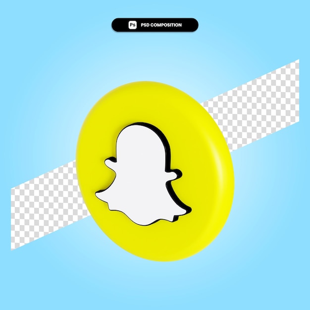 Ilustración de render 3d de aplicación de logotipo de Snapchat aislado