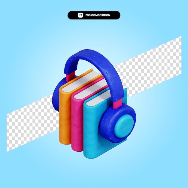 PSD ilustración de render 3d de audio libro aislado