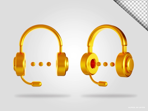 Ilustración de render 3d de auriculares dorados aislada