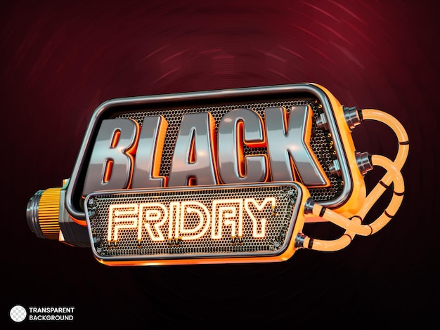 PSD ilustración de render 3d de banner de venta de viernes negro