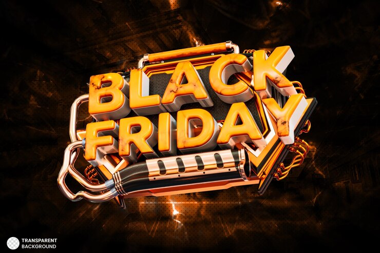 Ilustración de render 3d de banner de venta de viernes negro