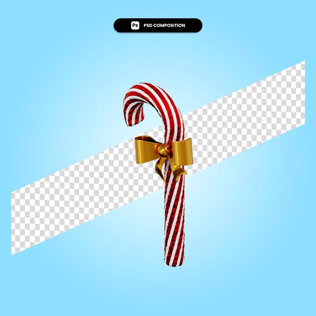 Ilustración de render 3d de bastón de caramelo de navidad aislado