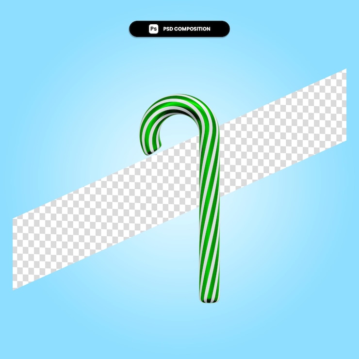 PSD ilustración de render 3d de bastón de caramelo de navidad aislado