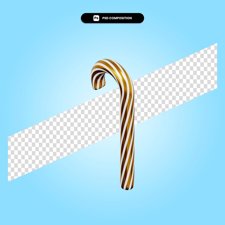 PSD ilustración de render 3d de bastón de caramelo de navidad aislado