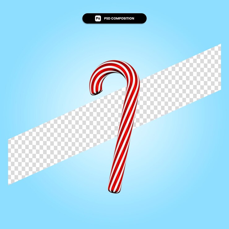 PSD ilustración de render 3d de bastón de caramelo de navidad aislado