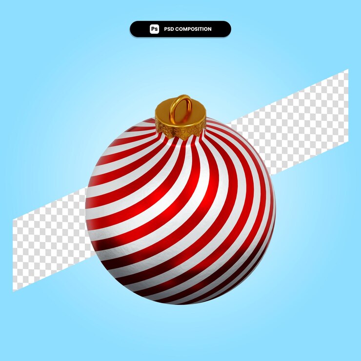 PSD ilustración de render 3d de bola de navidad aislado