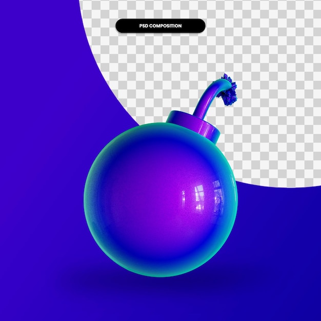 PSD ilustración de render 3d de bomba aislada