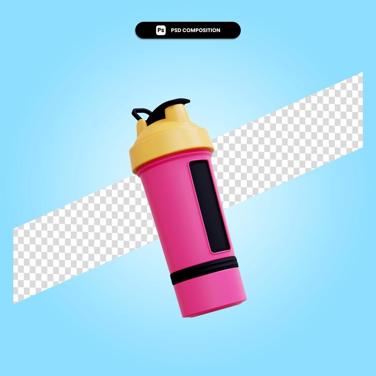 PSD ilustración de render 3d de botella de agua deportiva aislada