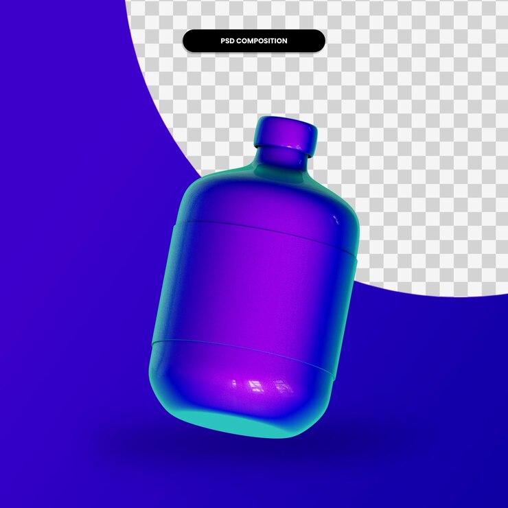PSD ilustración de render 3d de botella aislada