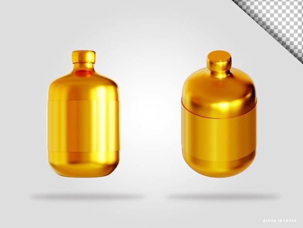 Ilustración de render 3d de botella de oro aislado