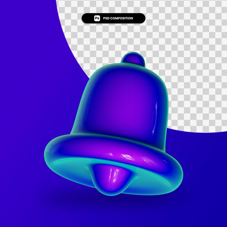 PSD ilustración de render 3d de campana aislado