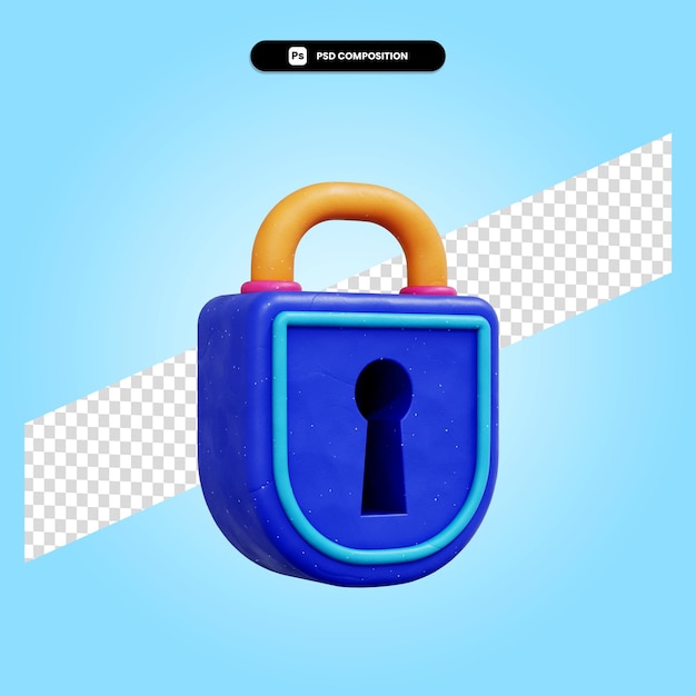 Ilustración de render 3d de candado aislado