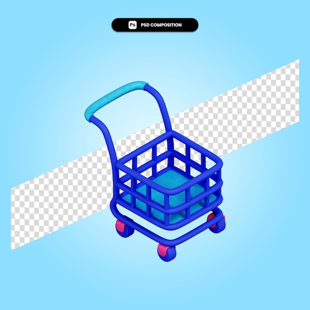 Ilustración de render 3d de carro de compras aislado