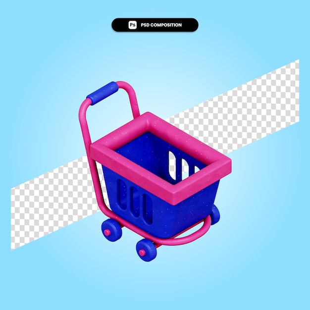 Ilustración de render 3d de carro de compras aislado