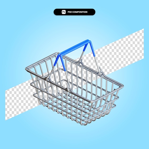 Ilustración de render 3d de cesta de la compra aislado