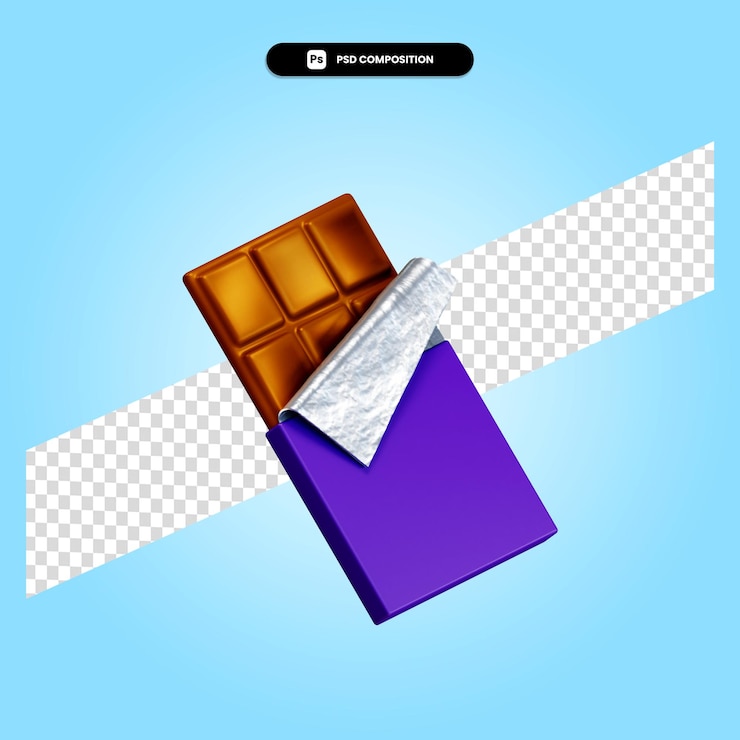 PSD ilustración de render 3d chocolate aislado