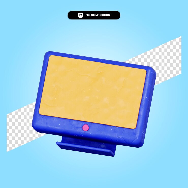 PSD ilustración de render 3d de computadora aislada